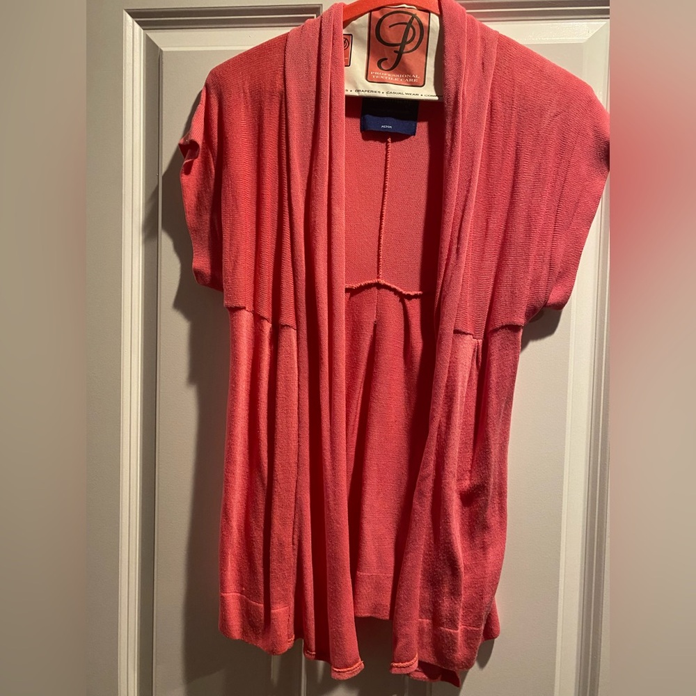 Absolutely Coral Women’s Cardigan Open front Short Sleeves Sweater Top Sz M